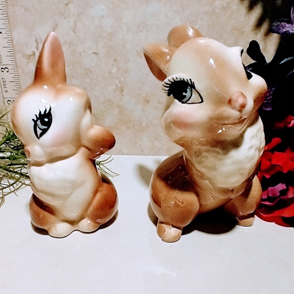 Disney Bambi Movie Set of 2 Antique Blossom Bunny Thumper Porcelain Figurines